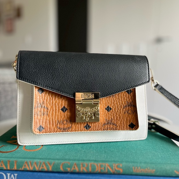 MCM Women's Black and Tan Leather Bag